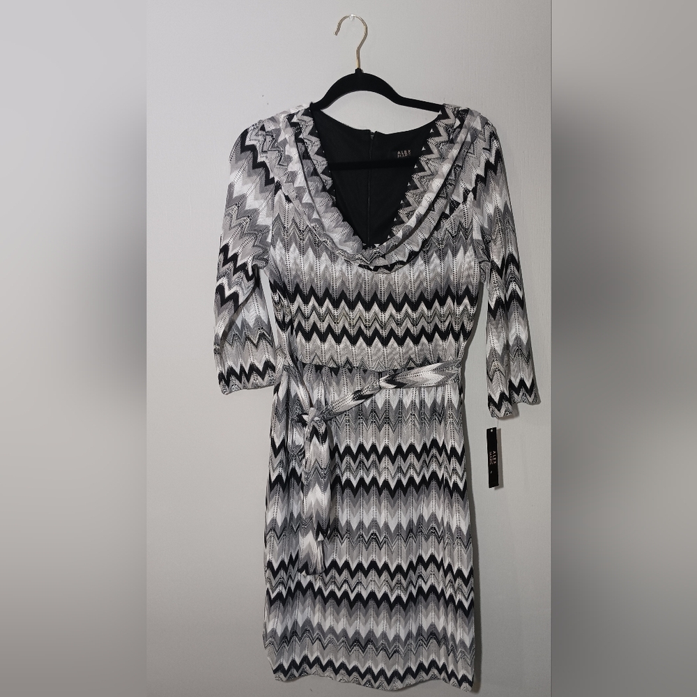 Alex Marie knit dress  black ivory Grey size 12
